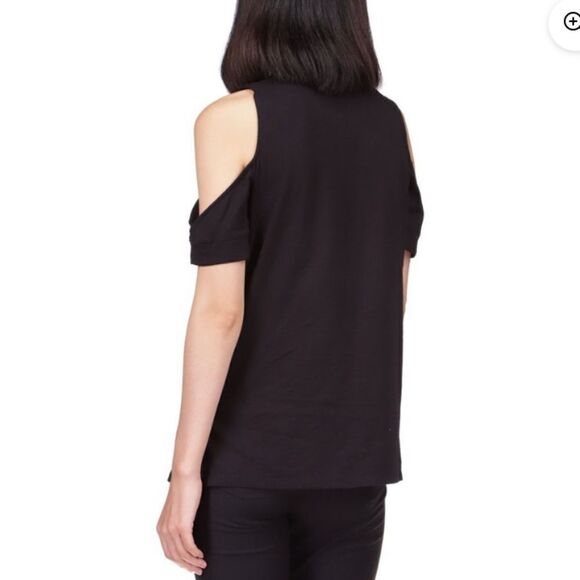 MICHAEL Michael Kors Women's Cold-Shoulder Embellished-Hem Top (XS, Black) NWT - Picture 2 of 6